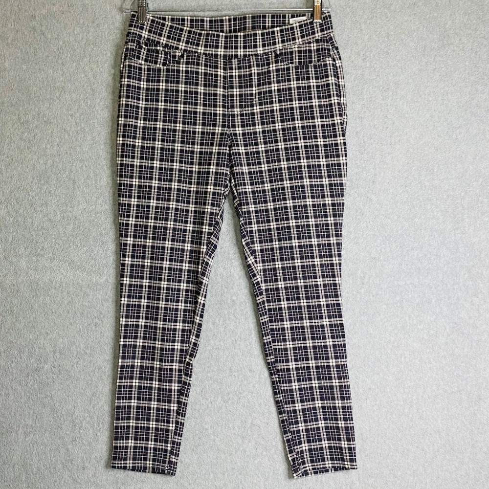 Seven7 Pull On Legging Women Large Grey Dandy Plaid Stretch Skinny Pants EUC